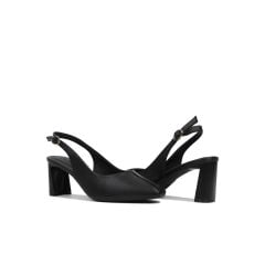 Sandal Cao Gót Hạnh Dung Bít Mũi Đắp Trơn HD27142BI