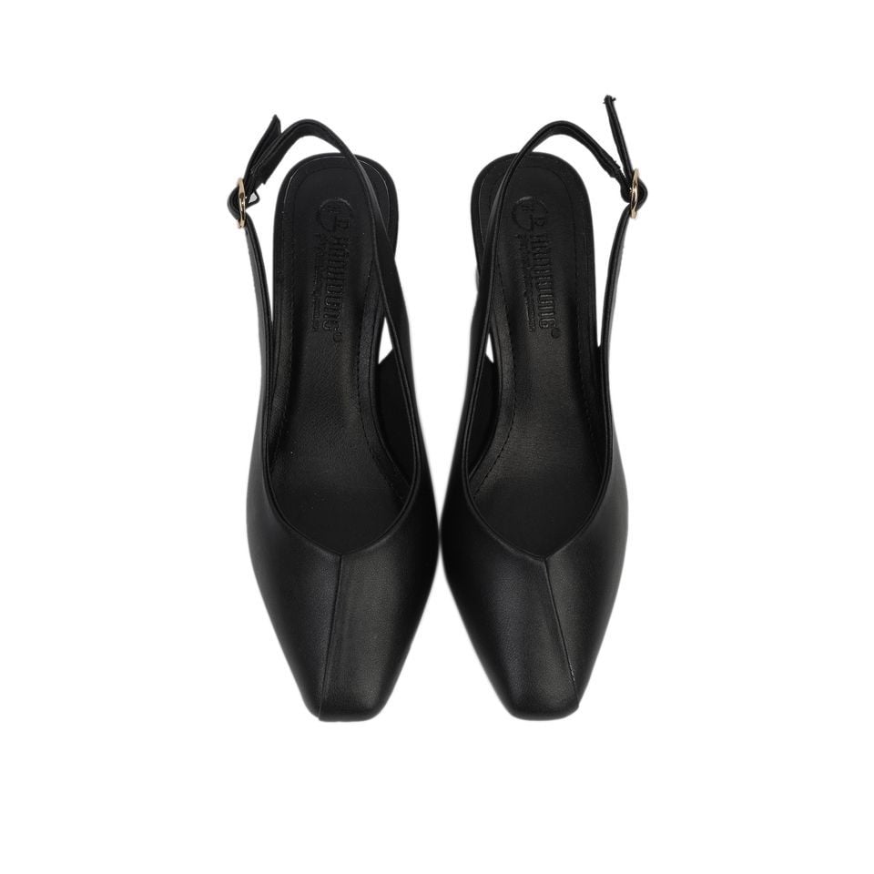 Sandal Cao Gót Hạnh Dung Bít Mũi Đắp Trơn HD27142BI