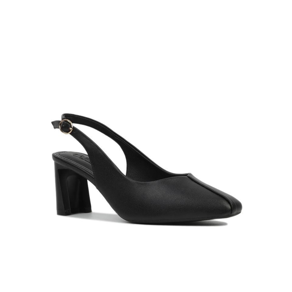 Sandal Cao Gót Hạnh Dung Bít Mũi Đắp Trơn HD27142BI