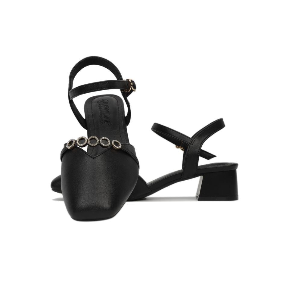 Sandal Cao Gót Hạnh Dung Bít Mũi Đính Đá HD27149BI
