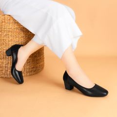 Giày Cao Gót Hạnh Dung Mũi Vuông HD27164BI
