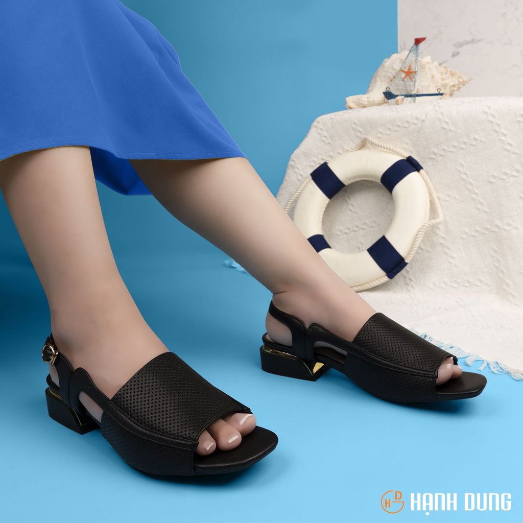 Sandal Cao Gót Hạnh Dung Bản Lớn Laser HD27174BI