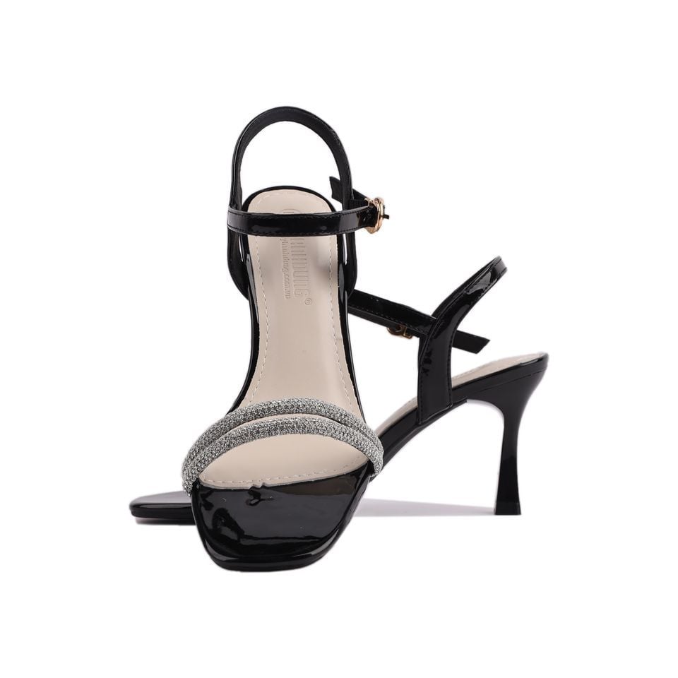 Sandal Cao Gót Hạnh Dung Dây Đính Đá HD27187BI
