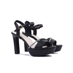 Sandal Cao Gót Hạnh Dung Quai Phối Xoàn Mảnh HD27193BI