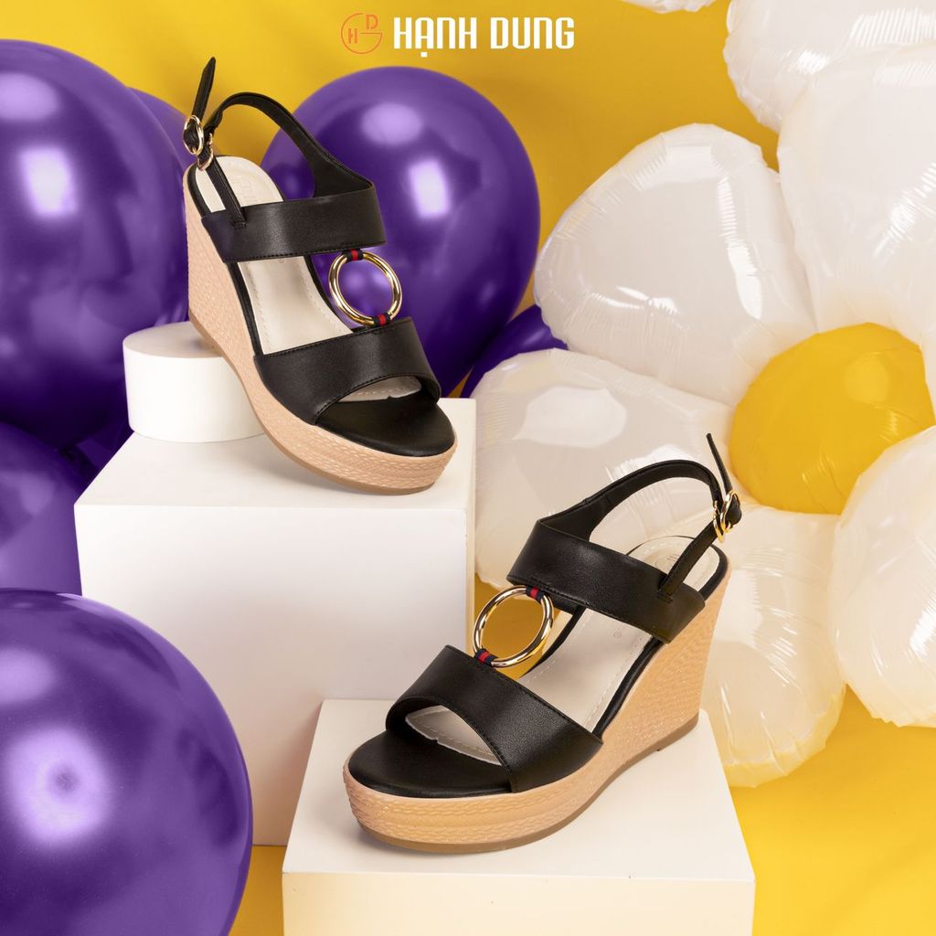 Sandal Xuồng Hạnh Dung Phối Phụ Kiện Tròn HD27208BI