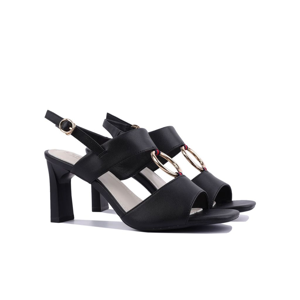 Sandal Cao Gót Hạnh Dung Bản Phối Phụ Kiện TRòn HD27209BI
