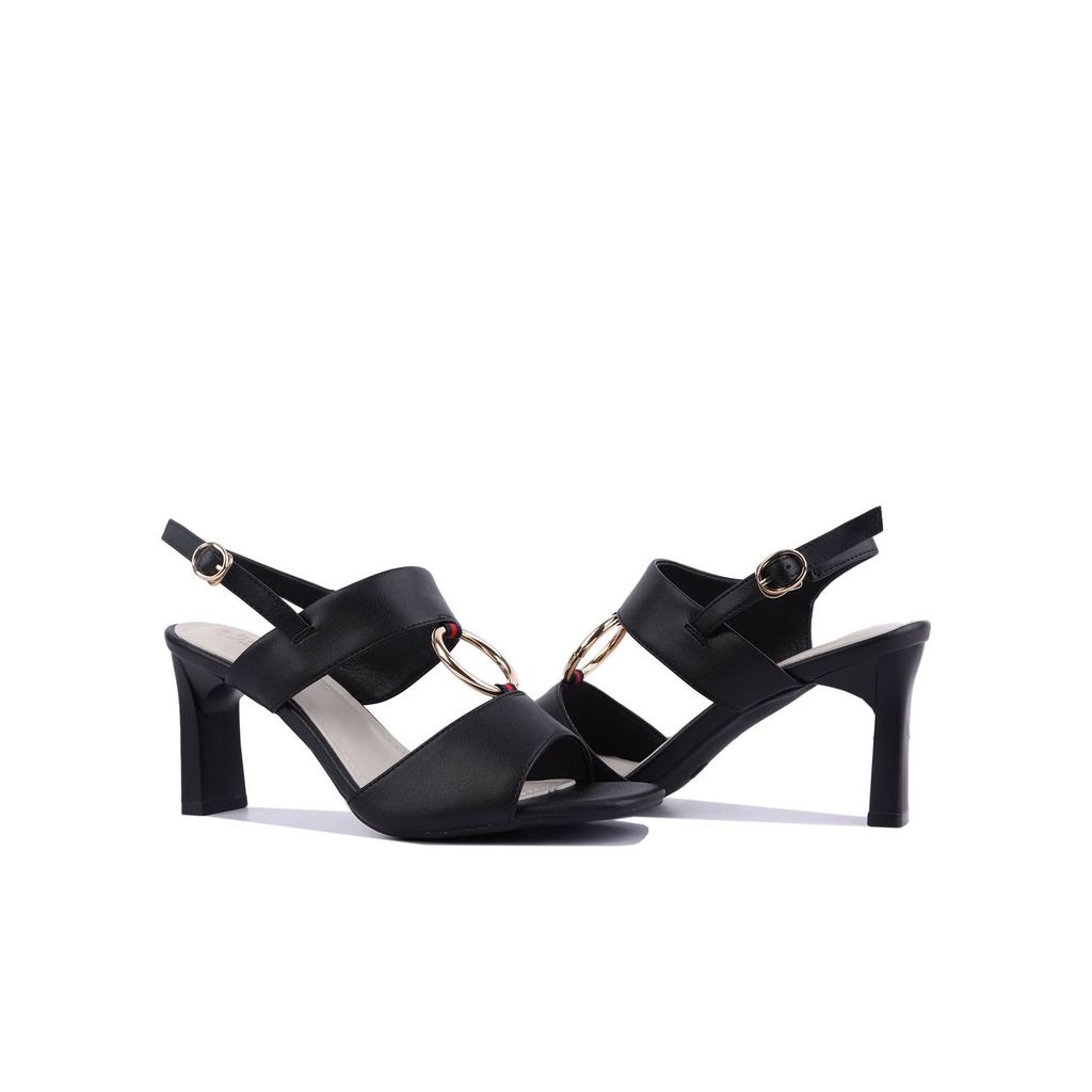 Sandal Cao Gót Hạnh Dung Bản Phối Phụ Kiện TRòn HD27209BI