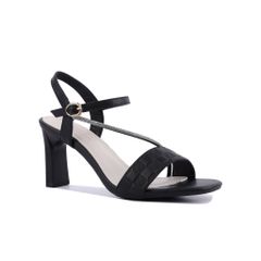 Sandal Cao Gót Hạnh Dung Bản Ngang Caro Dây Đính Đá HD27210BI