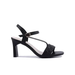 Sandal Cao Gót Hạnh Dung Bản Ngang Caro Dây Đính Đá HD27210BI