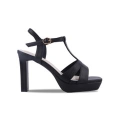 Sandal Cao Gót Hạnh Dung Quai Khoét Nối Dây Kim Sa HD27211BI