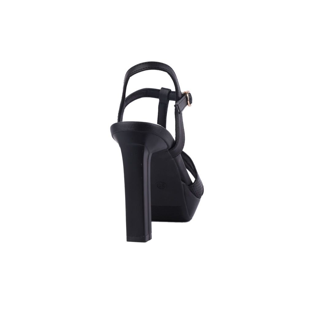 Sandal Cao Gót Hạnh Dung Quai Khoét Nối Dây Kim Sa HD27211BI