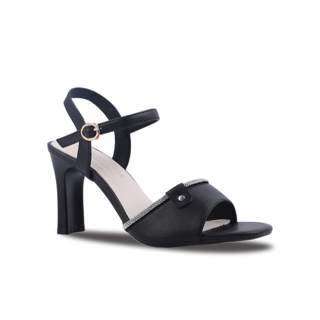 Sandal Cao Gót Hạnh Dung Bản Ngang Viền Kim Sa HD27216BI