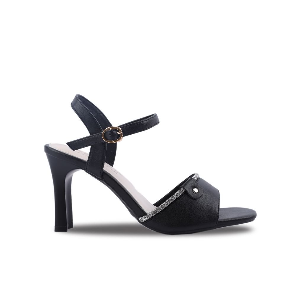 Sandal Cao Gót Hạnh Dung Bản Ngang Viền Kim Sa HD27216BI