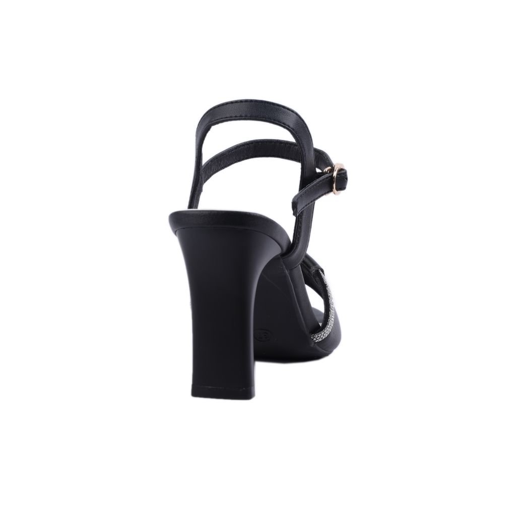 Sandal Cao Gót Hạnh Dung Bản Ngang Viền Kim Sa HD27216BI