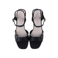 Sandal Cao Gót Hạnh Dung Bản Ngang Viền Kim Sa HD27216BI