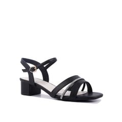Sandal Cao Gót Hạnh Dung Dây Ngang Phối Xoàn HD27217BI