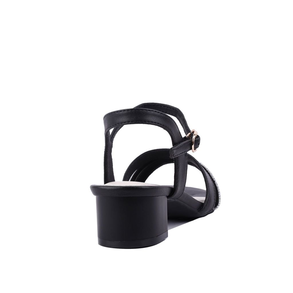 Sandal Cao Gót Hạnh Dung Dây Ngang Phối Xoàn HD27217BI