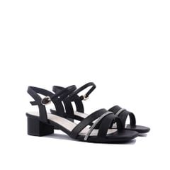 Sandal Cao Gót Hạnh Dung Dây Ngang Phối Xoàn HD27217BI