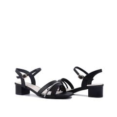 Sandal Cao Gót Hạnh Dung Dây Ngang Phối Xoàn HD27217BI