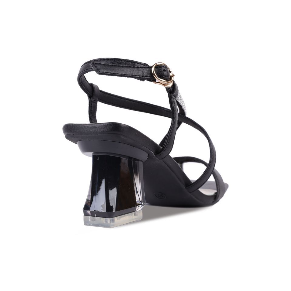 Sandal Cao Gót Hạnh Dung Dây Xỏ Ngón Phối Kim Sa HD27218BI