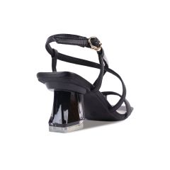 Sandal Cao Gót Hạnh Dung Dây Xỏ Ngón Phối Kim Sa HD27218BI