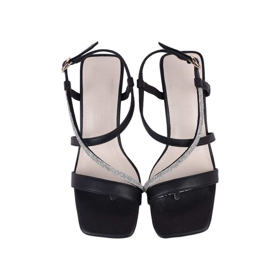 Sandal Cao Gót Hạnh Dung Dây Xỏ Ngón Phối Kim Sa HD27218BI
