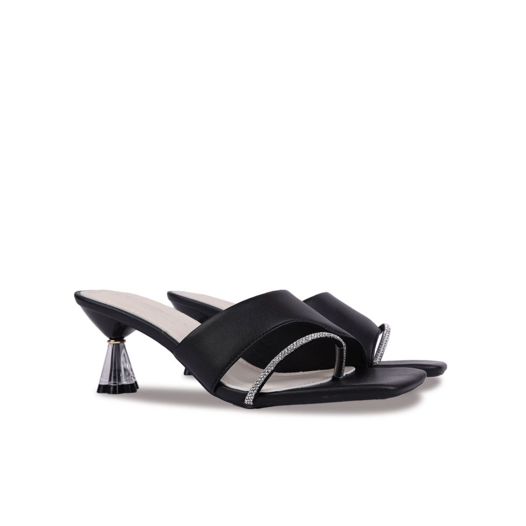 Dép Cao Gót Hạnh Dung Xỏ Ngón Cách Điệu HD27219BI