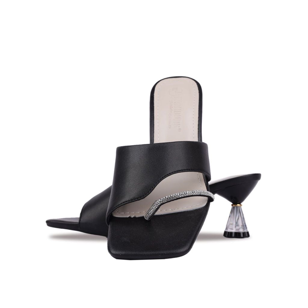 Dép Cao Gót Hạnh Dung Xỏ Ngón Cách Điệu HD27219BI