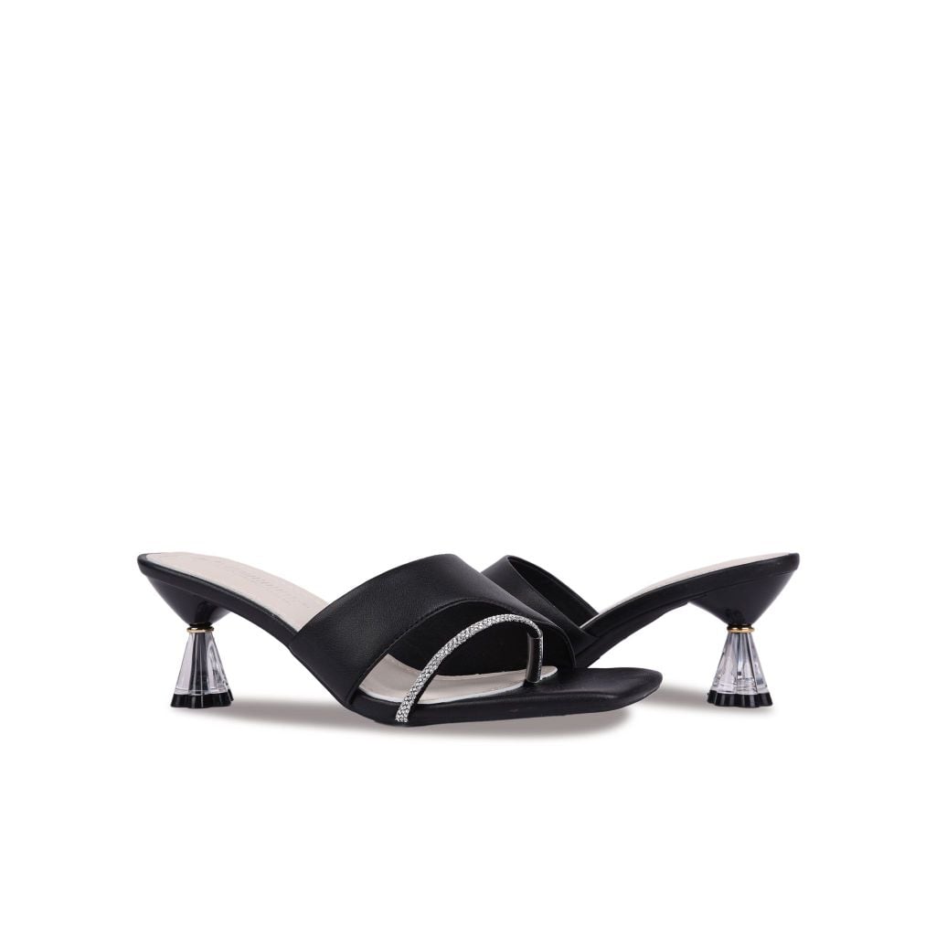 Dép Cao Gót Hạnh Dung Xỏ Ngón Cách Điệu HD27219BI