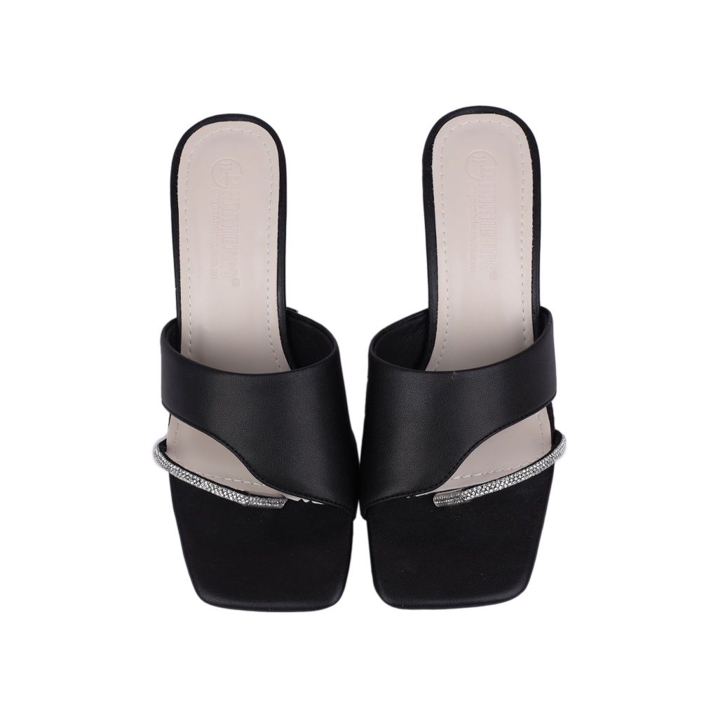 Dép Cao Gót Hạnh Dung Xỏ Ngón Cách Điệu HD27219BI