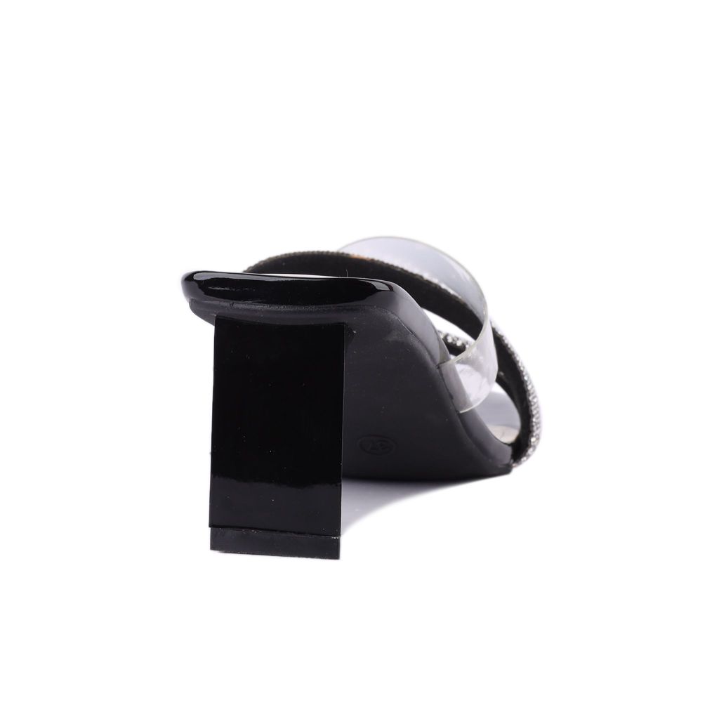 Dép Cao Gót Hạnh Dung Quai Trong Phối Dây Xoàn HD27230BI