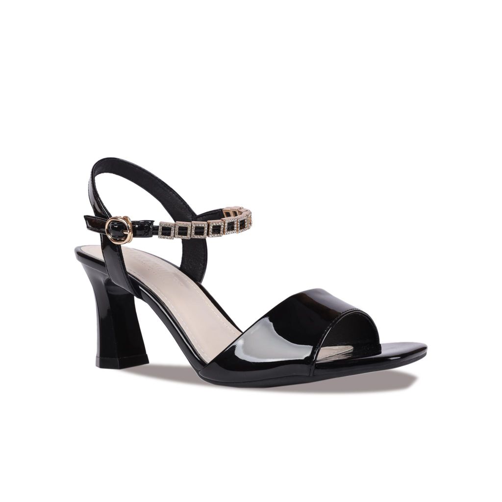 Sandal Cao Gót Hạnh Dung Bản Ngang Dây Xoàn HD27231BI