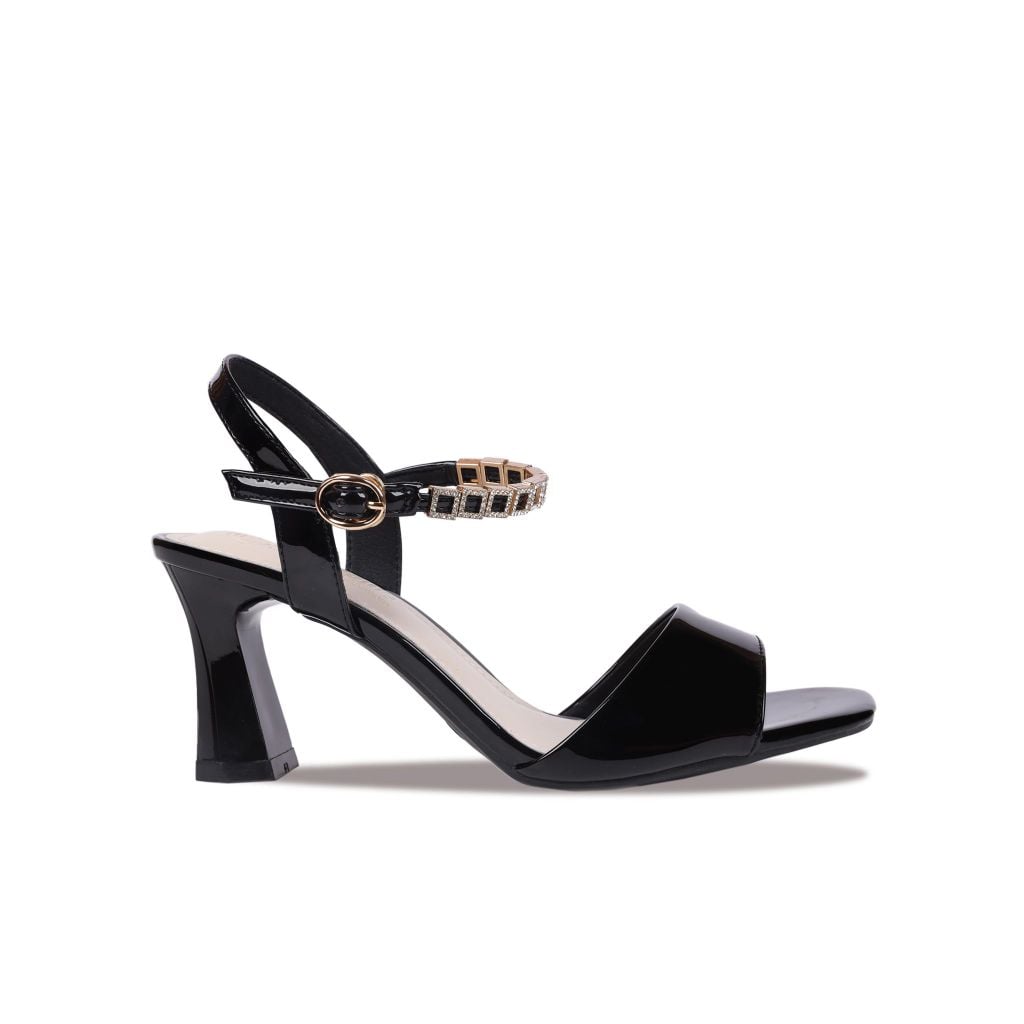 Sandal Cao Gót Hạnh Dung Bản Ngang Dây Xoàn HD27231BI