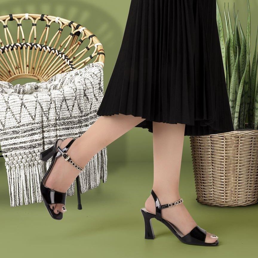 Sandal Cao Gót Hạnh Dung Bản Ngang Dây Xoàn HD27231BI