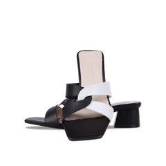 Dép Cao Gót Hạnh Dung Quai Đan Chéo Phối Màu HD27234BI