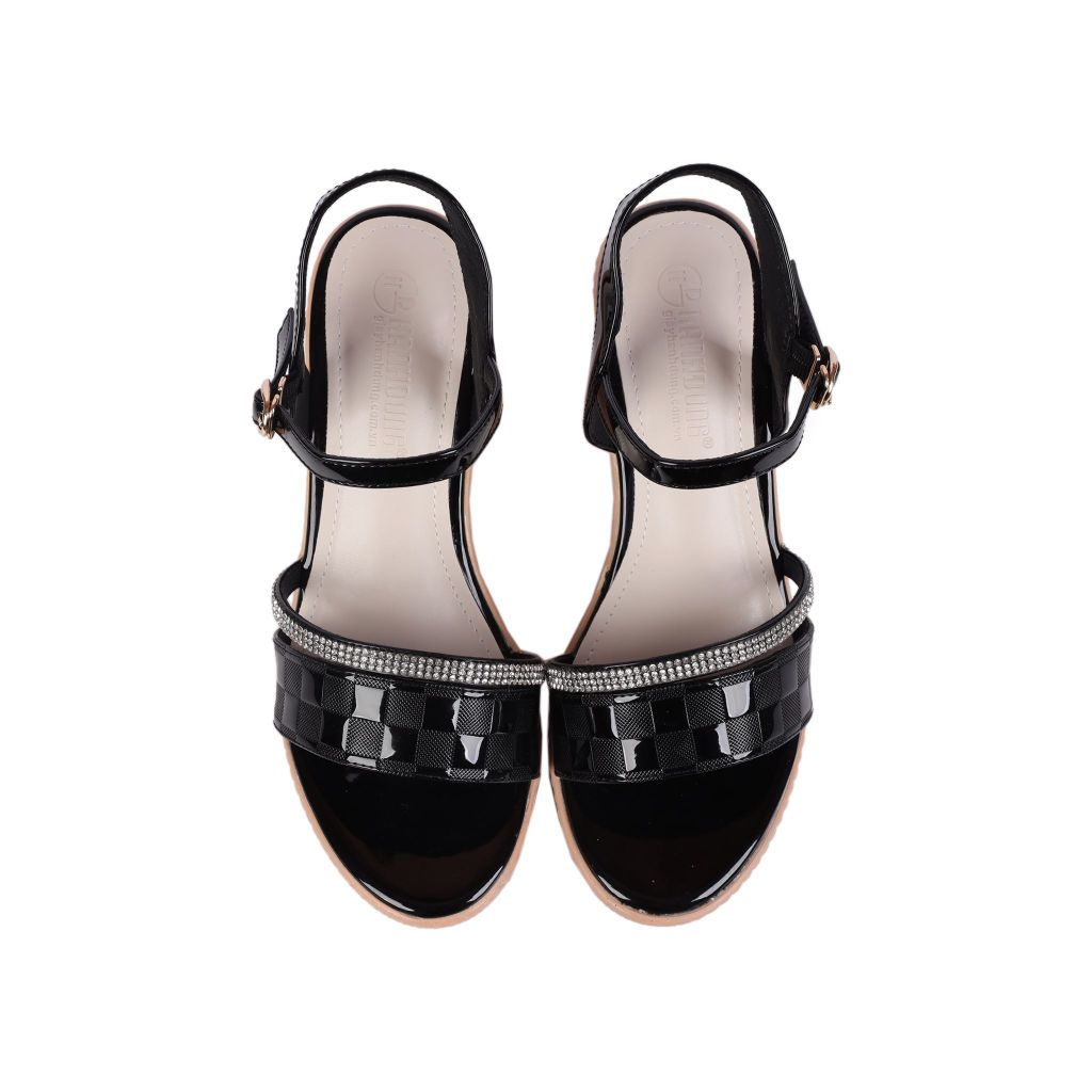 Sandal Xuồng Hạnh Dung Quai Đính Xoàn HD27236BI