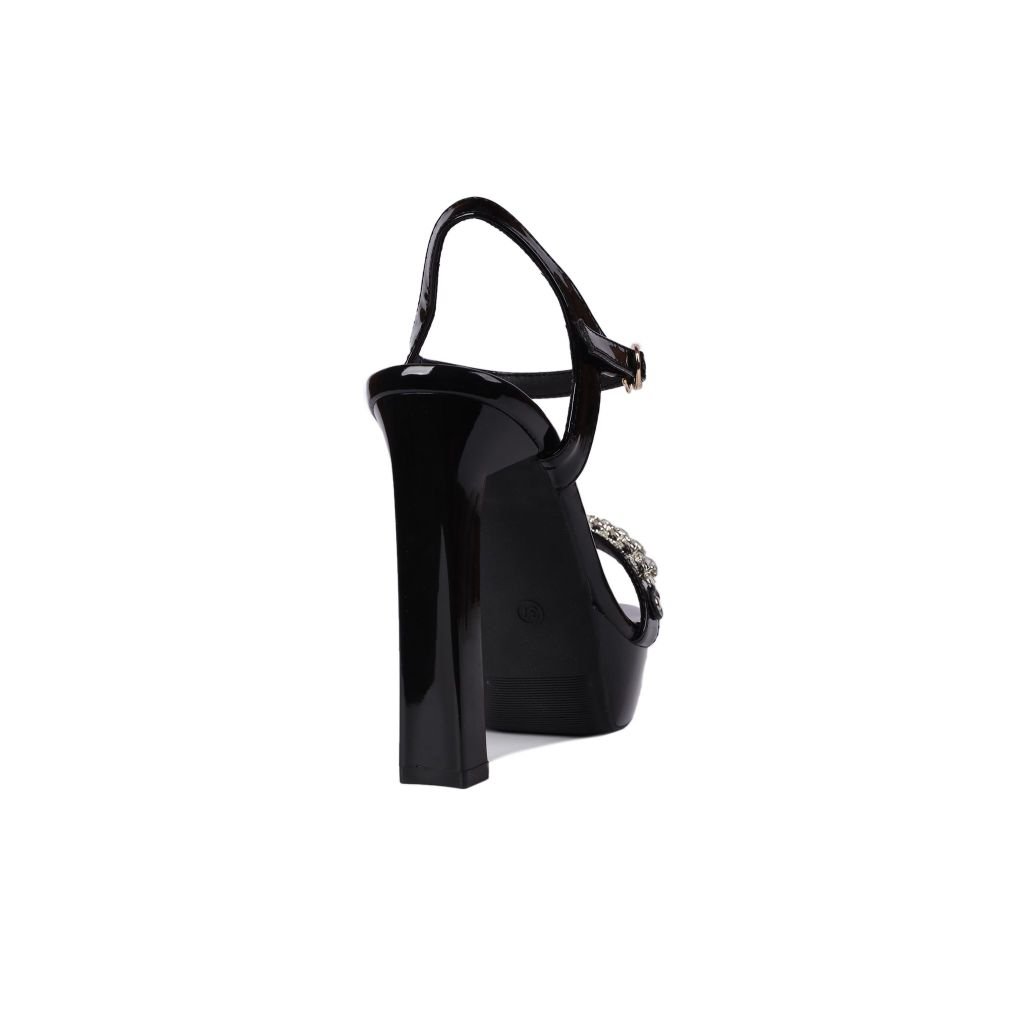 Sandal Cao Gót Hạnh Dung Quai Đính Dây Đá HD27239BI