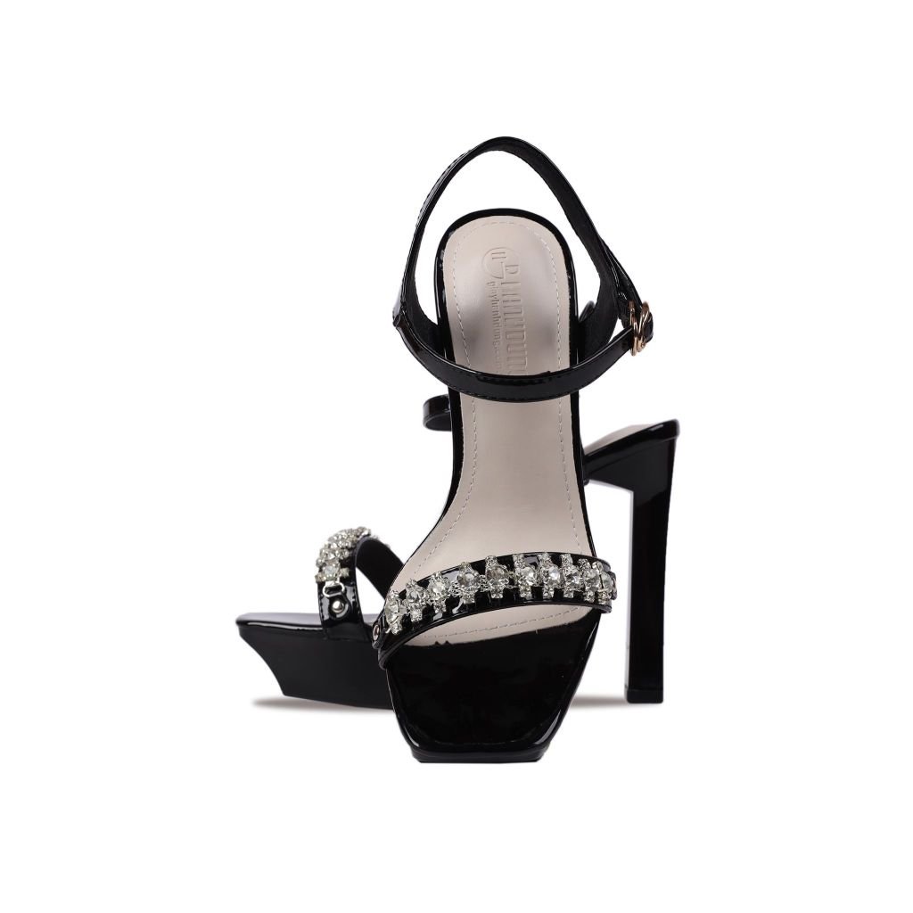 Sandal Cao Gót Hạnh Dung Quai Đính Dây Đá HD27239BI