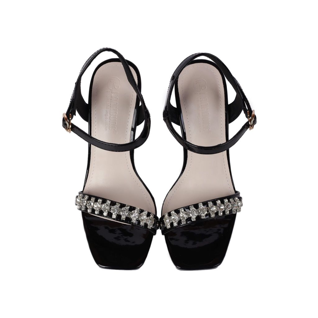 Sandal Cao Gót Hạnh Dung Quai Đính Dây Đá HD27239BI