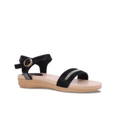 Sandal Đế Xuồng Hạnh Dung Quai Ngang Xoàn HD27243BI