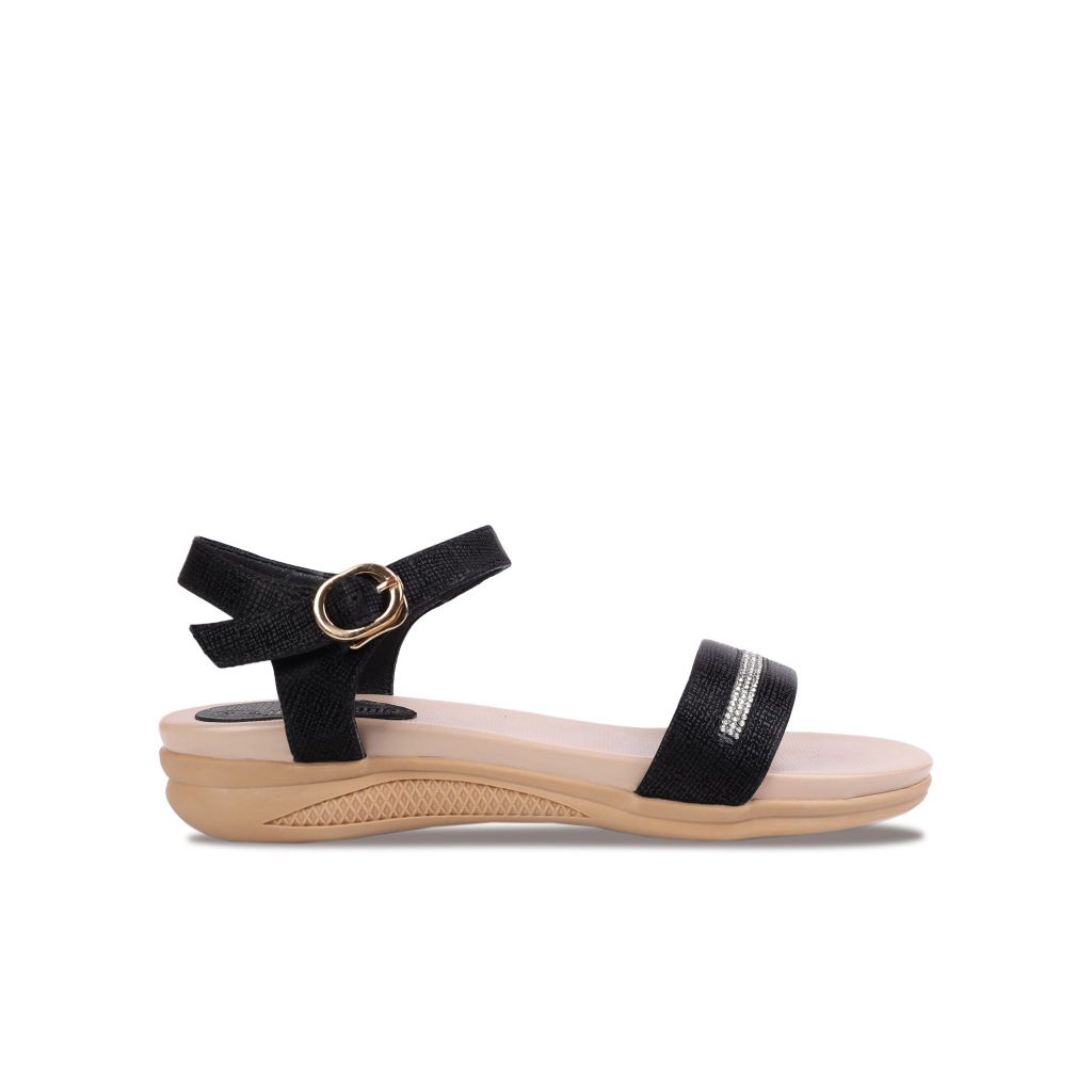 Sandal Đế Xuồng Hạnh Dung Quai Ngang Xoàn HD27243BI