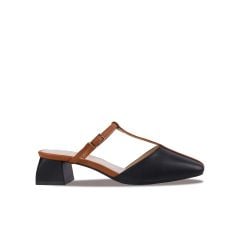 Dép Bít Mũi Hạnh Dung Quai T-Strap Trơn HD27245BI
