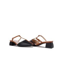 Dép Bít Mũi Hạnh Dung Quai T-Strap Trơn HD27245BI