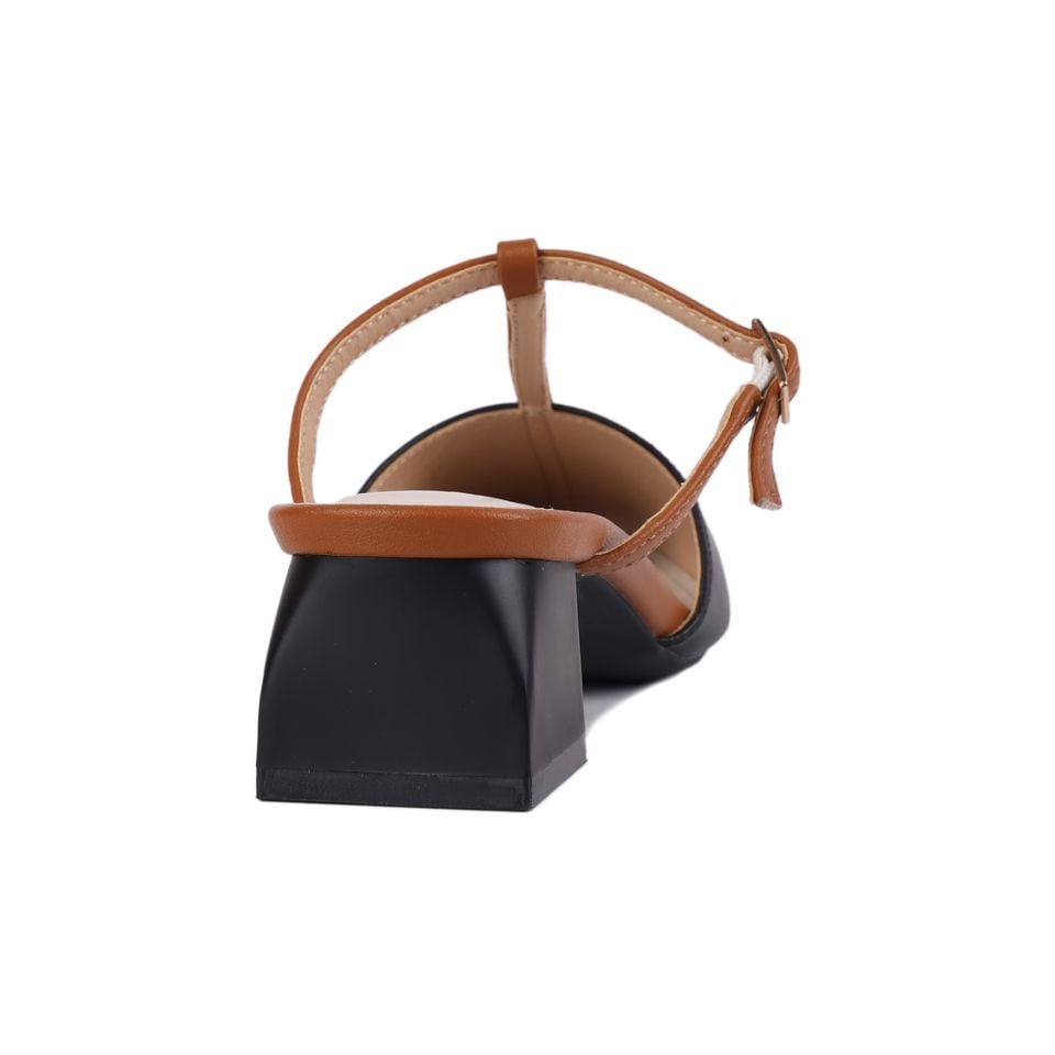 Dép Bít Mũi Hạnh Dung Quai T-Strap Trơn HD27245BI