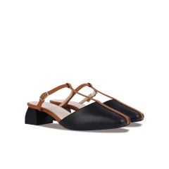 Dép Bít Mũi Hạnh Dung Quai T-Strap Trơn HD27245BI