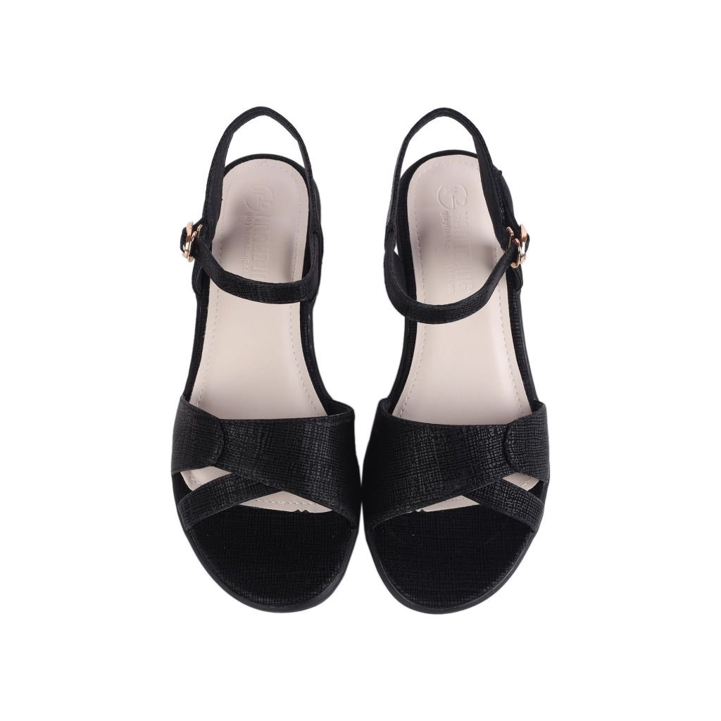 Sandal Xuồng Hạnh Dung Quai Bản Vân Cách Điệu HD27254BI