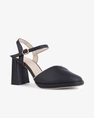 Sandal Cao Gót Hạnh Dung Gót Trụ Mũi Tròn Thanh Lịch HD27255BI