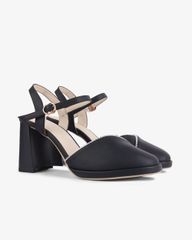 Sandal Cao Gót Hạnh Dung Gót Trụ Mũi Tròn Thanh Lịch HD27255BI