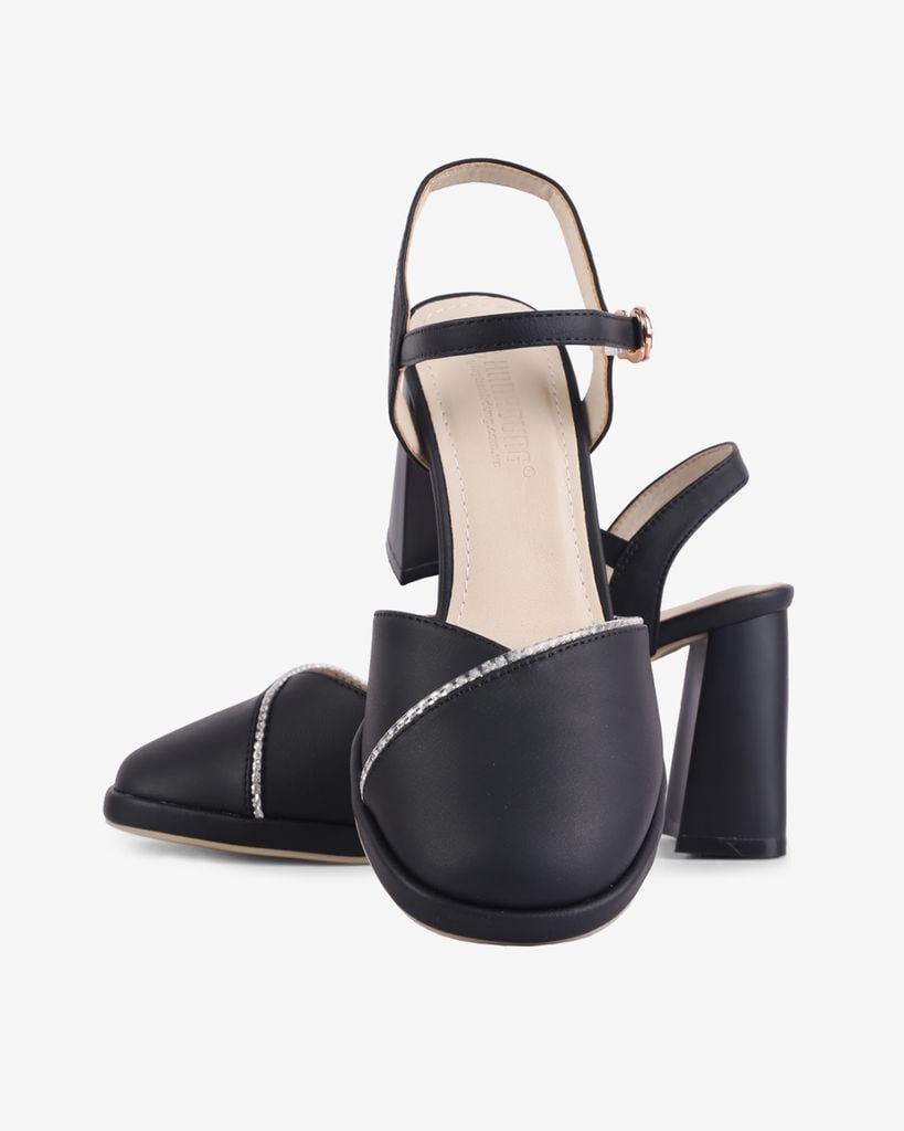 Sandal Cao Gót Hạnh Dung Gót Trụ Mũi Tròn Thanh Lịch HD27255BI