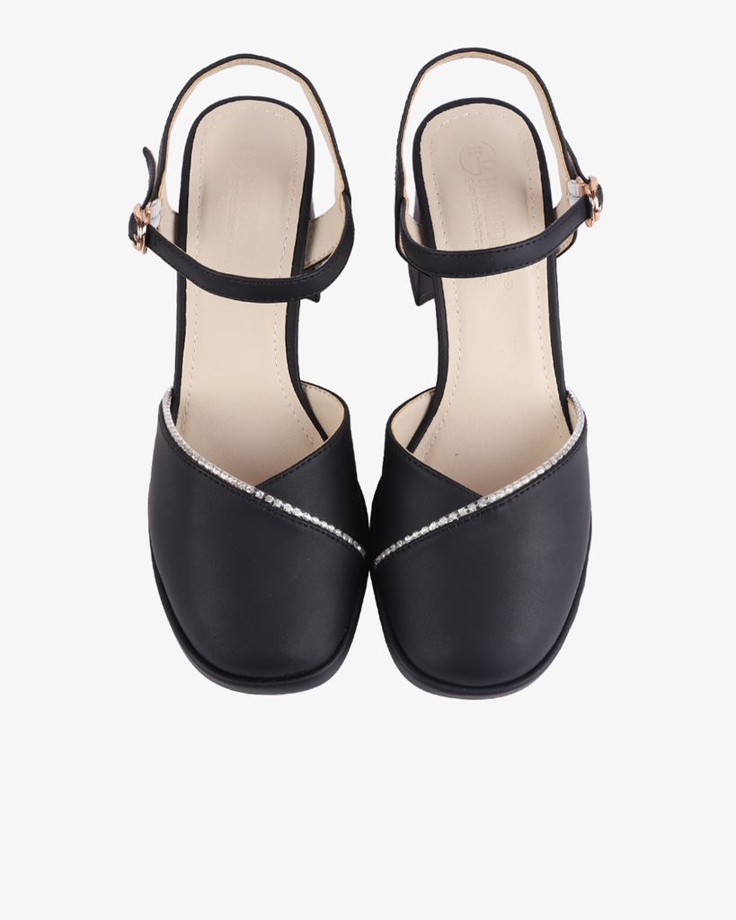 Sandal Cao Gót Hạnh Dung Gót Trụ Mũi Tròn Thanh Lịch HD27255BI